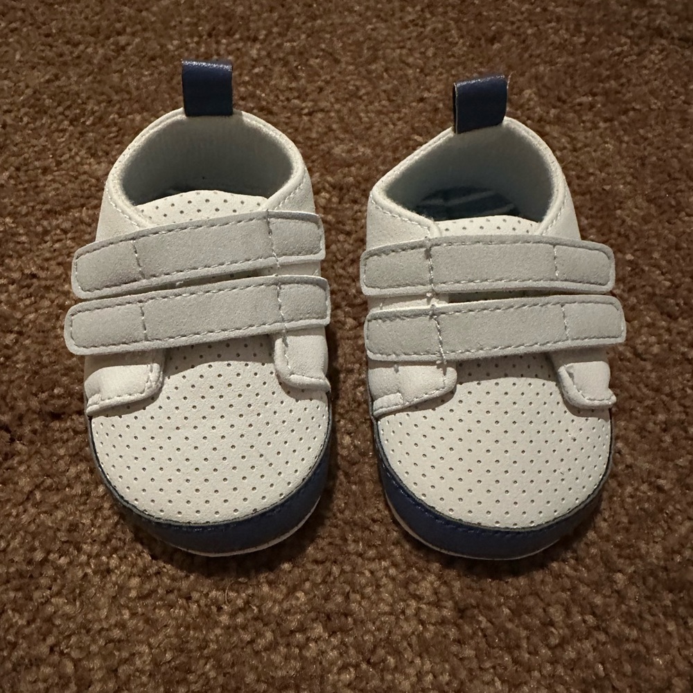 Carter's White and Navy Baby Shoes